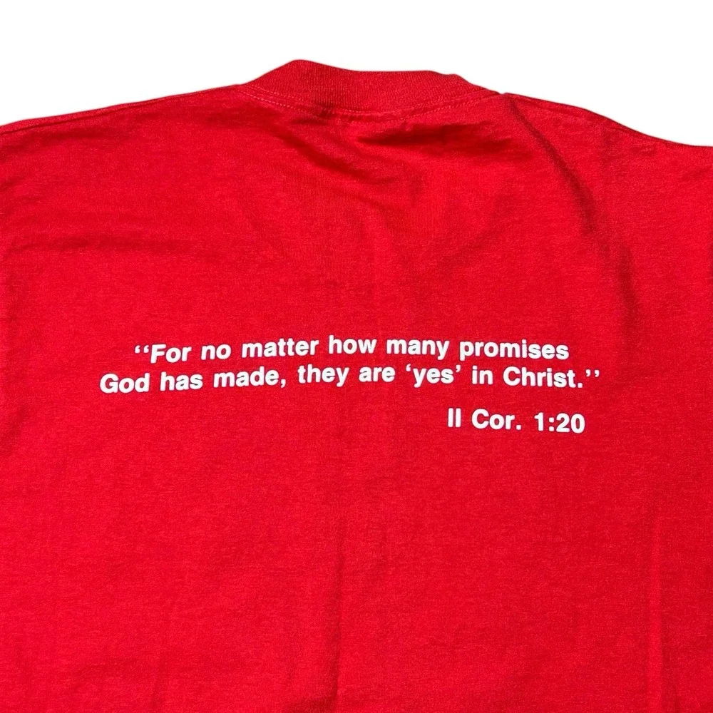 Vtg Screen Stars Best Jesus T Shirt Men's Large Red Religious USA Single‎ Stitch